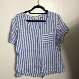 100% Linen Christian Siriano Striped Top